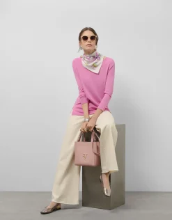 Jersey escote barco punto diseño diagonal rosa claro