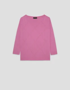 Jersey escote barco punto diseño diagonal rosa claro