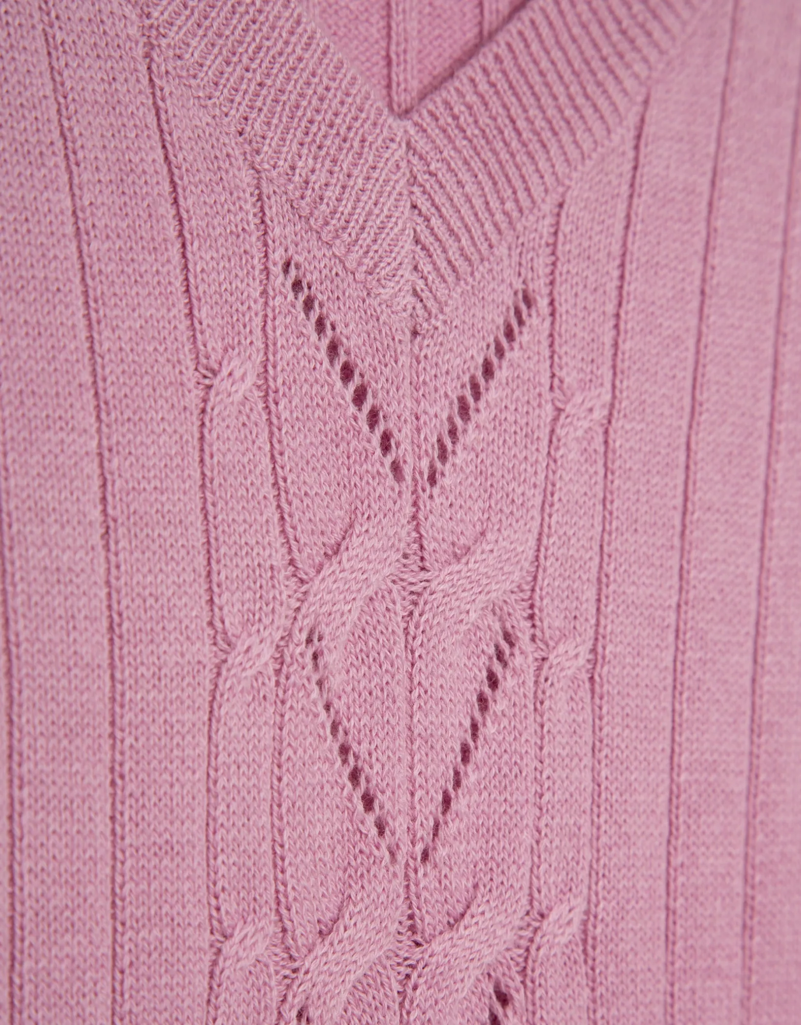 Jersey escote pico lana rosa con franja central