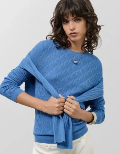 Jersey manga larga lana con ochos azul marino