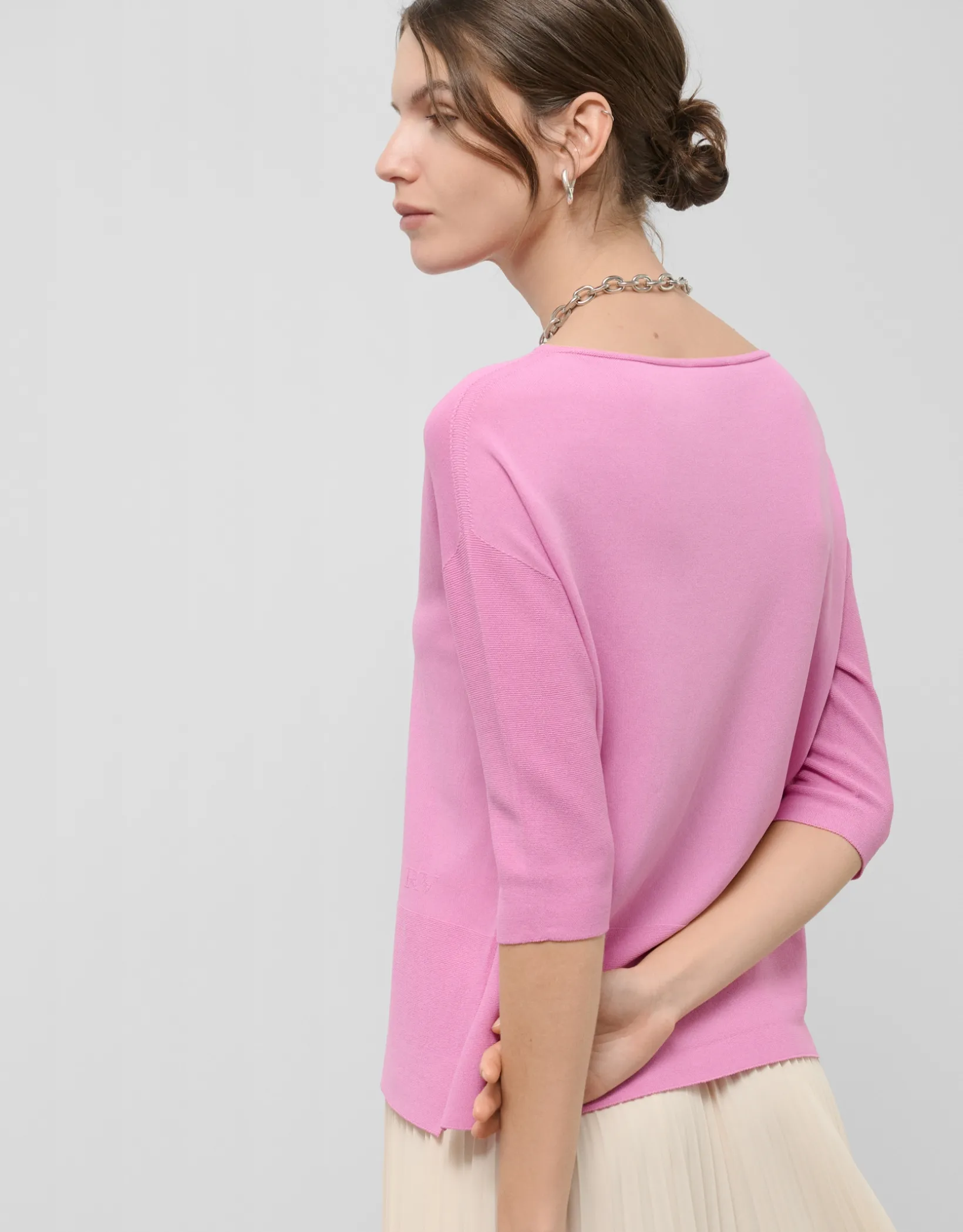 Jersey manga tres cuartos sin costuras rosa