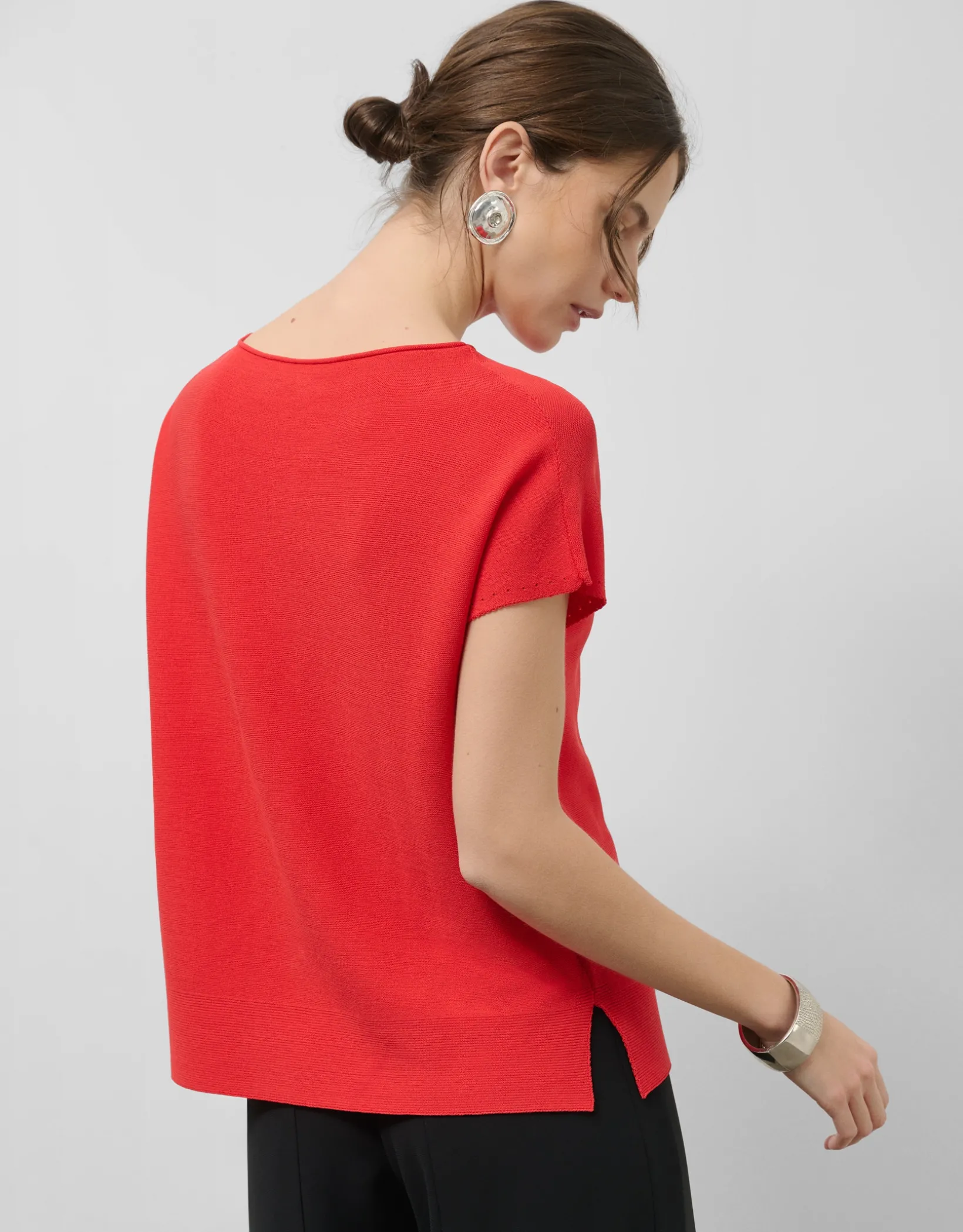 Jersey punto fino manga murciélago rojo