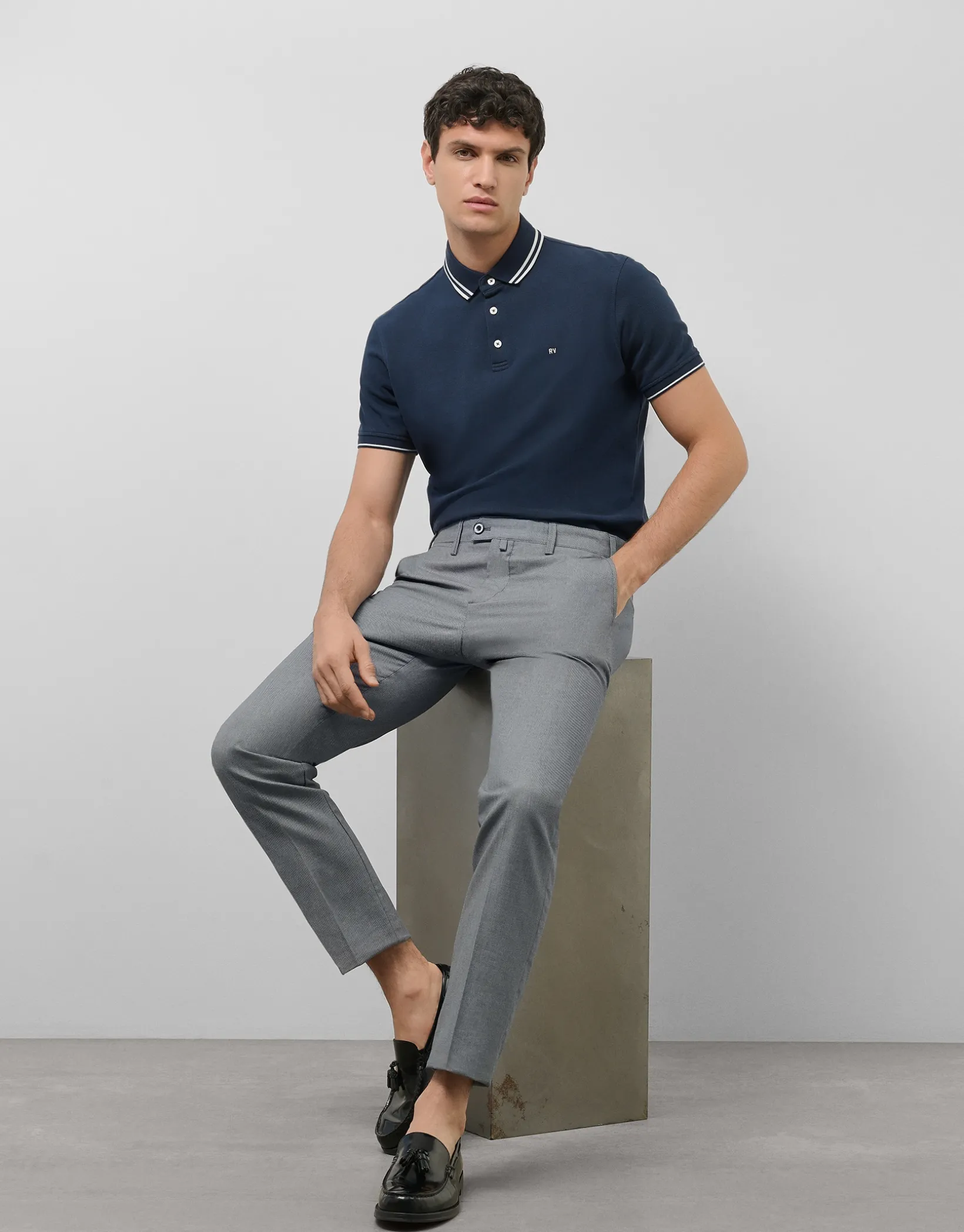 Pantalón chino ojo de perdiz color marino