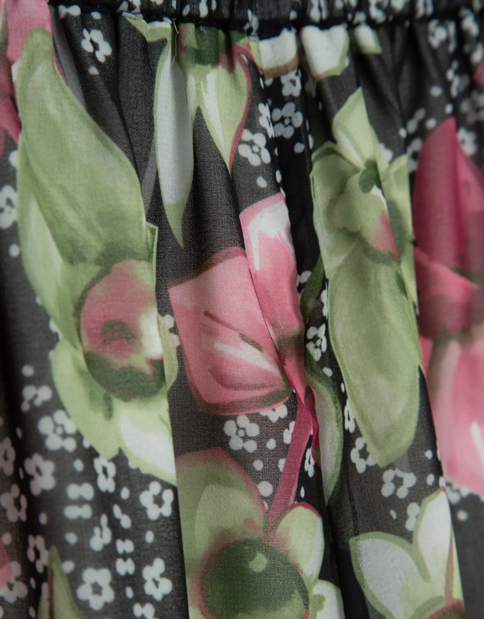 Pantalón palazzo crepe georgette estampado floral verde