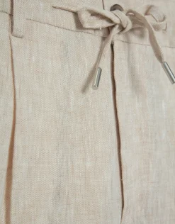 Pantalón pinzas lino color beige