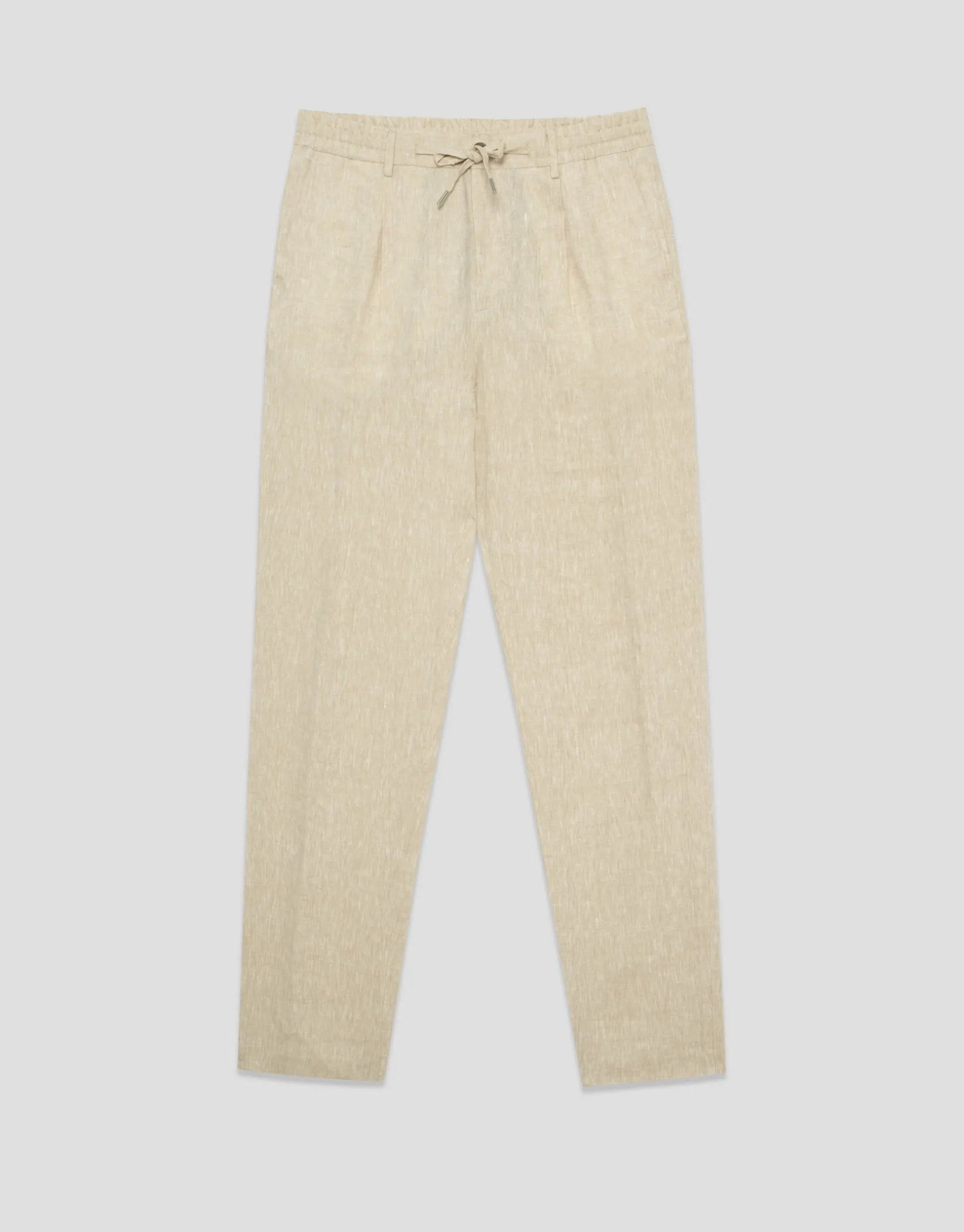 Pantalón pinzas lino color beige
