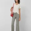 Pantalón recto jacquard geométrico blanco y negro