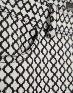 Pantalón recto jacquard geométrico blanco y negro