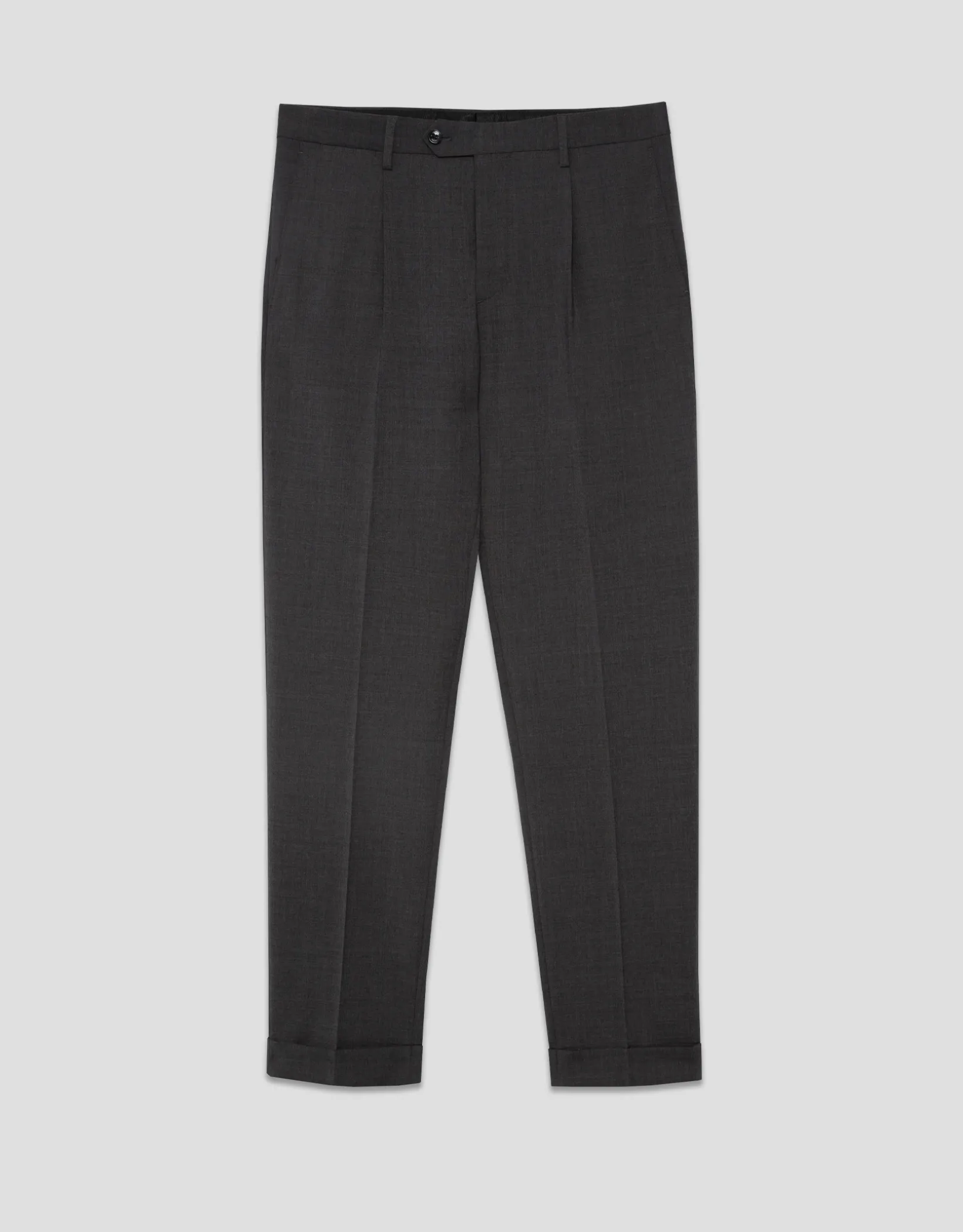 Pantalón vestir gris melange oscuro vuelta bajo