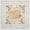 Pañuelo seda blanco líneas y flor cámel