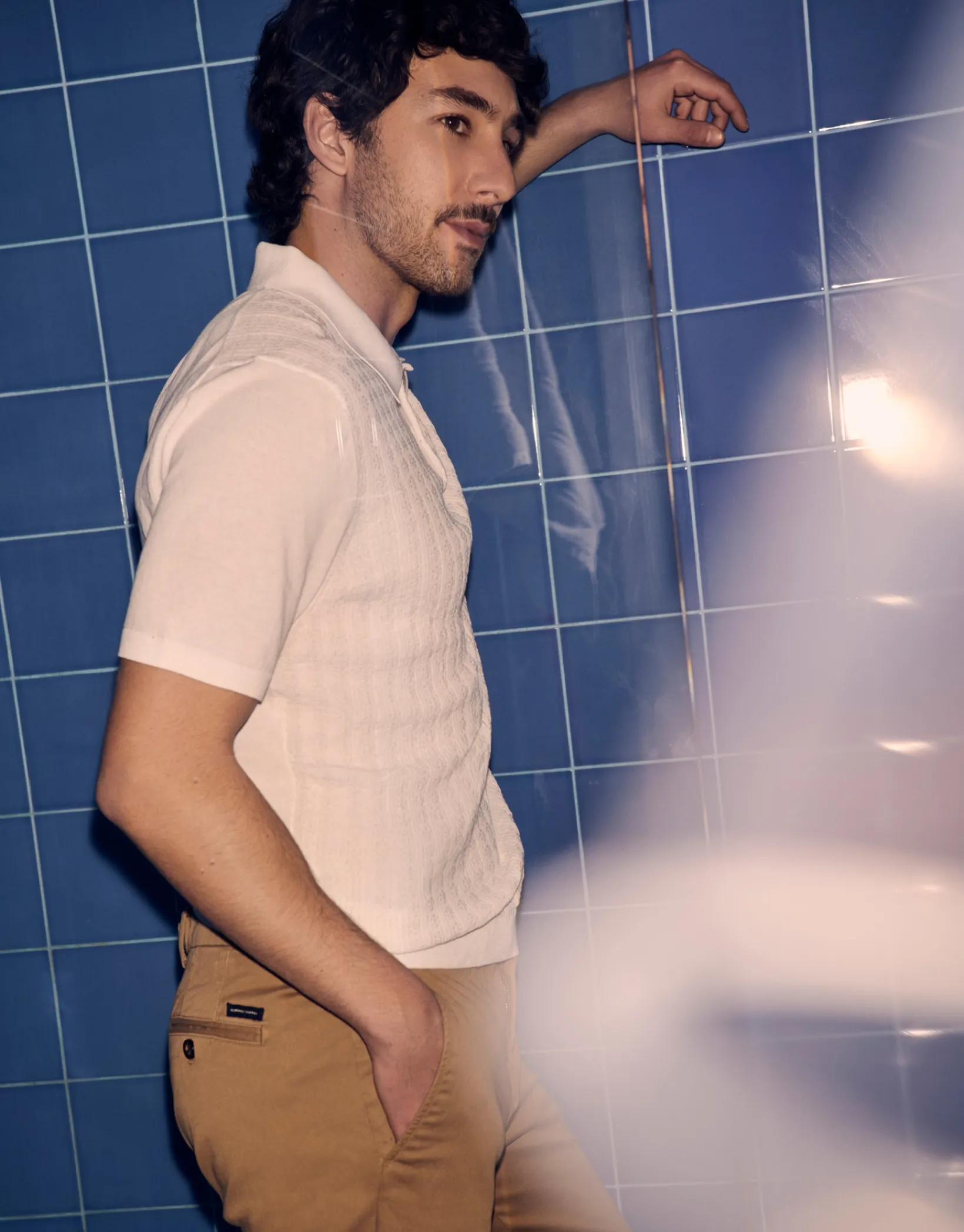 Polo algodón tricotado beige
