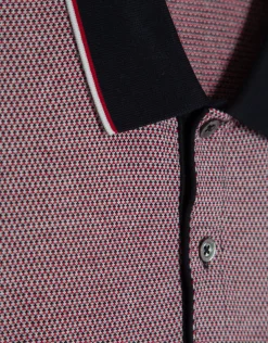 Polo jacquard geométrico rojo, marino y blanco