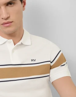 Polo mercerizado blanco con raya pecho