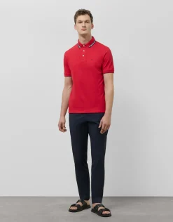 Polo piqué rojo manga corta