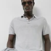 Polo tricotado lino gris melange