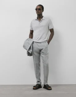 Polo tricotado lino gris melange