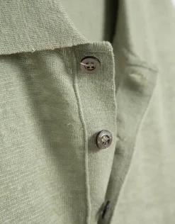 Polo tricotado lino verde caqui claro