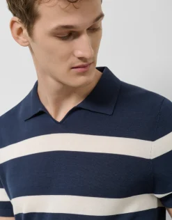 Polo tricotado rayas marino y blanco