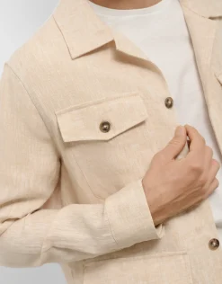Sahariana cuatro bolsillos lino beige