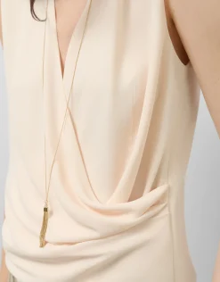 Top cruzado tejido fluido beige