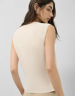 Top cruzado tejido fluido beige