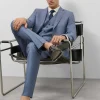 Traje half canvas slim fit ojo de perdiz azul medio