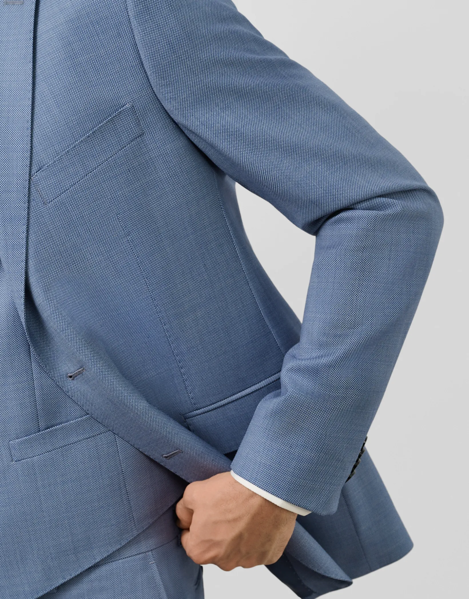 Traje half canvas slim fit ojo de perdiz azul medio