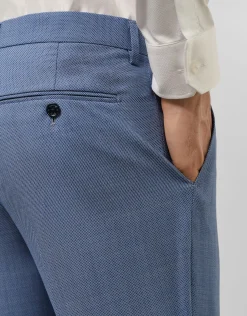 Traje half canvas slim fit ojo de perdiz azul medio