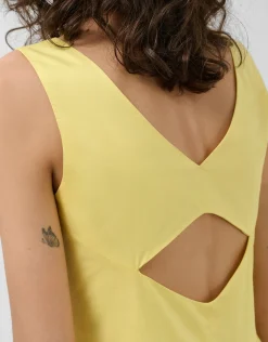 Vestido midi de sisas en algodón amarillo