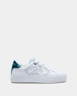 Zapatillas deportivas logo perforado piel blanca