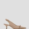 Zapato salón destalonado piel beige con lazo