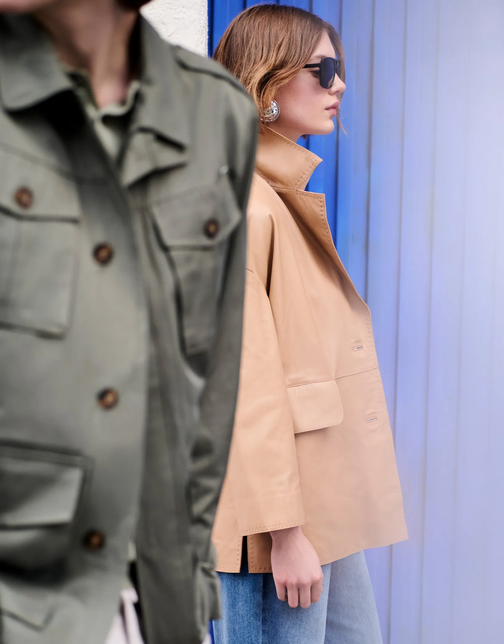 Abrigo corto napa beige