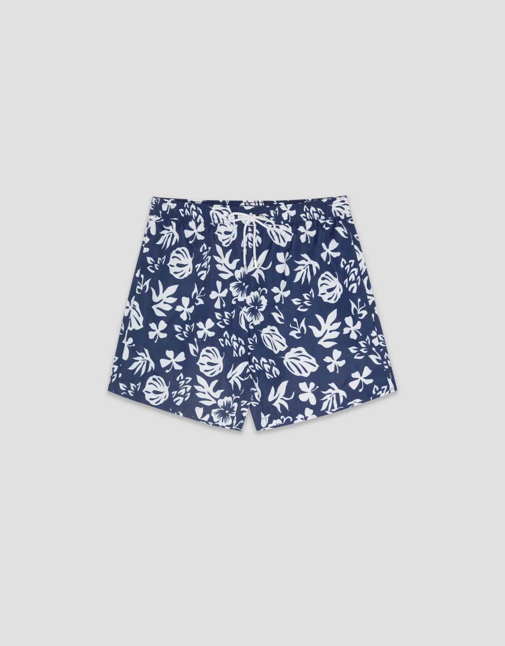Bañador marino estampado hojas blancas