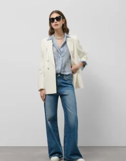Blazer cruzada mezcla lino viscosa crudo