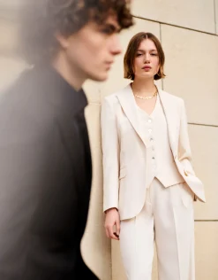 Blazer de un botón crepé beige