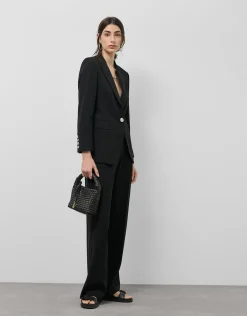Blazer de un botón crepé negro