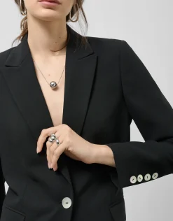 Blazer de un botón crepé negro