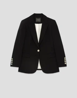 Blazer de un botón crepé negro