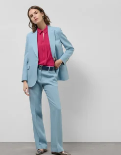 Blazer de un botón lino azul claro