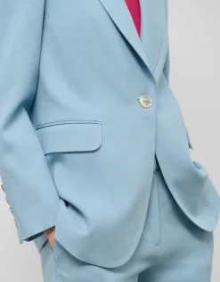 Blazer de un botón lino azul claro