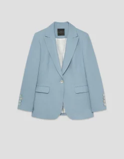 Blazer de un botón lino azul claro