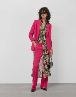 Blazer un botón crepé frambuesa