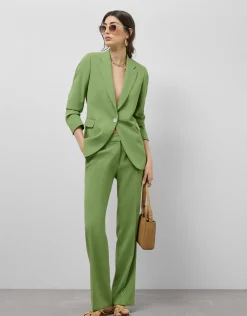 Blazer un botón crepé verde