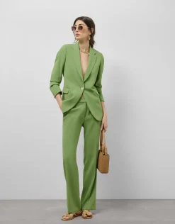 Blazer un botón crepé verde