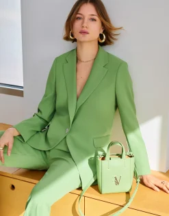 Blazer un botón crepé verde