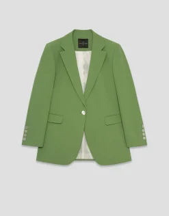 Blazer un botón crepé verde
