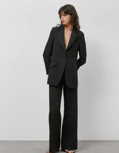 Blazer un botón fantasía relieve negro