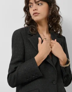 Blazer un botón fantasía relieve negro