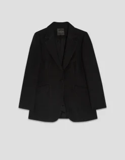 Blazer un botón fantasía relieve negro
