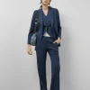 Blazer un botón lana fresca cuadro gales azul marino